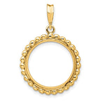 FJC Finejewelers 14 kt Yellow Gold with Beaded Edge 17.8mm Prong Coin Bezel Pendant