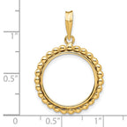 FJC Finejewelers 14 kt Yellow Gold with Beaded Edge 17.8mm Prong Coin Bezel Pendant