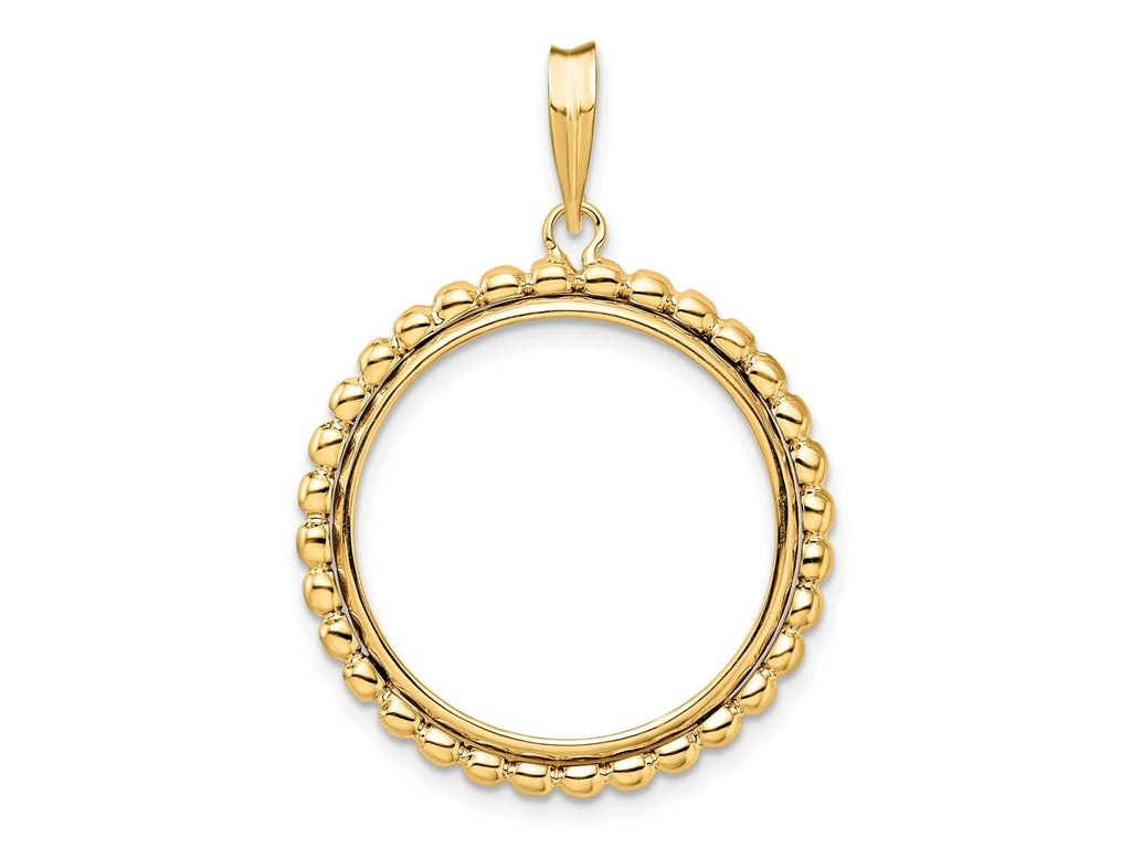 FJC Finejewelers 14 kt Yellow Gold with Beaded Edge 21.6mm Prong Coin Bezel Pendant