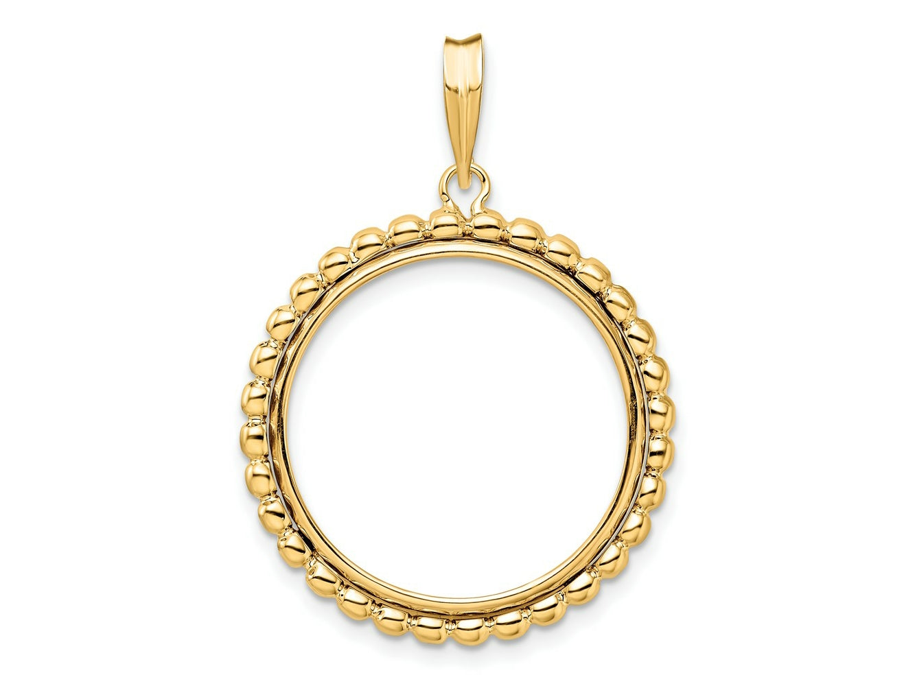 FJC Finejewelers 14 kt Yellow Gold with Beaded Edge 21.6mm Prong Coin Bezel Pendant