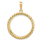 FJC Finejewelers 14 kt Yellow Gold with Beaded Edge 22.0mm Prong Coin Bezel Pendant