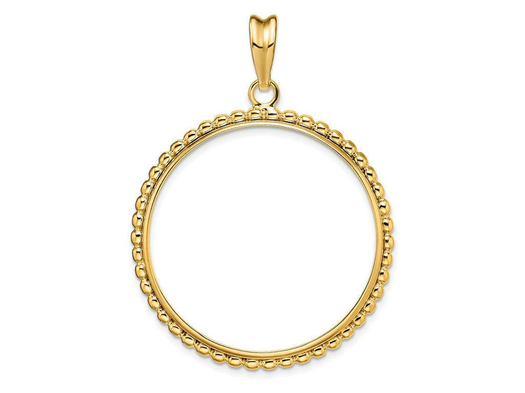 FJC Finejewelers 14 kt Yellow Gold with Beaded Edge 32.7mm Prong Coin Bezel Pendant