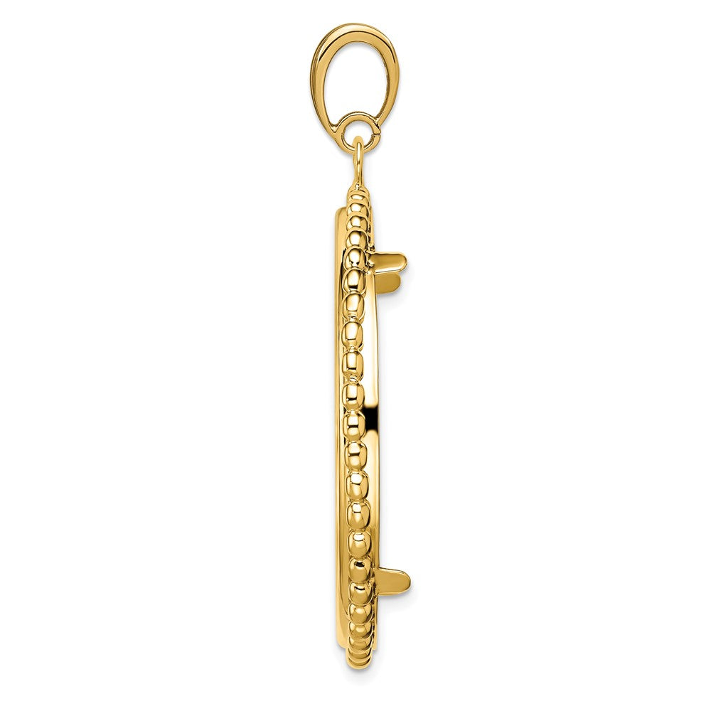 FJC Finejewelers 14 kt Yellow Gold with Beaded Edge 34.2mm Prong Coin Bezel Pendant