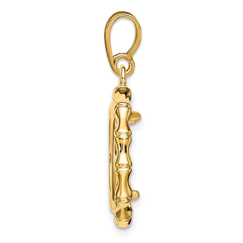 FJC Finejewelers 14 kt Yellow Gold Polished Bamboo 14.0mm Prong Coin Bezel Pendant