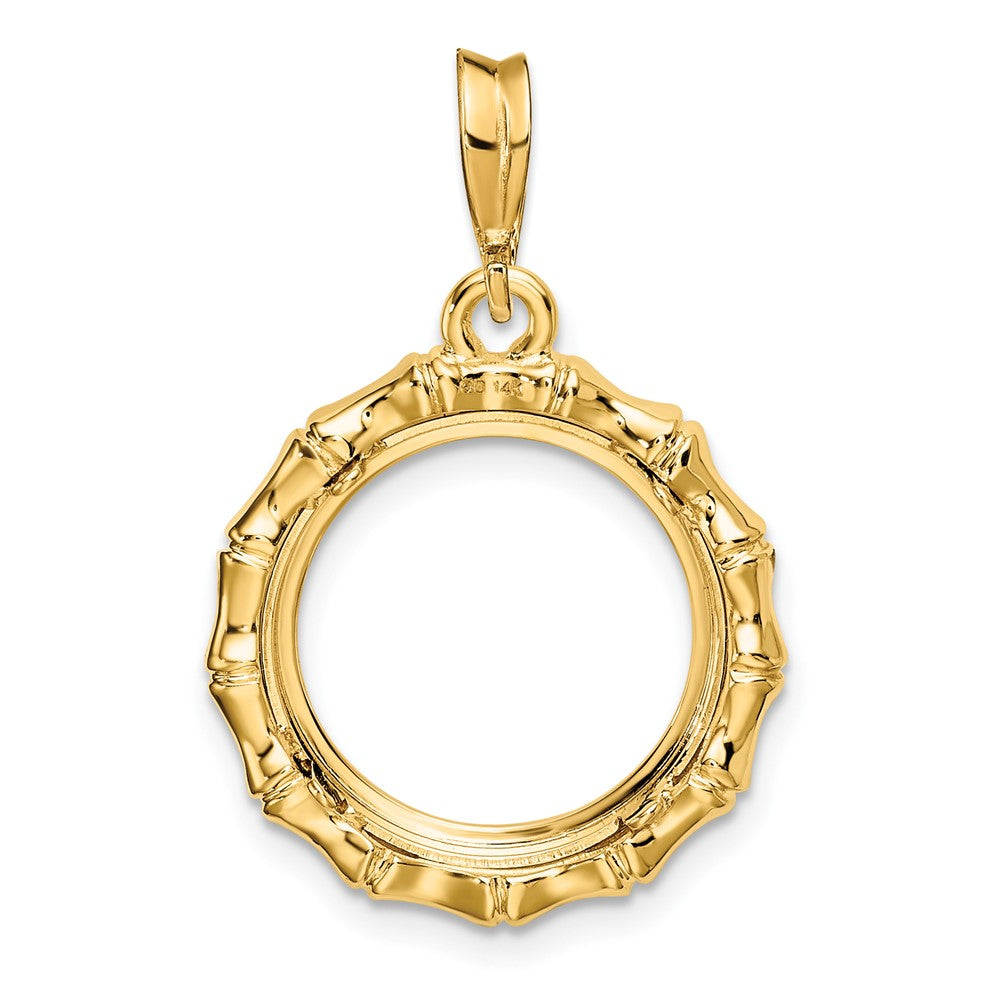 FJC Finejewelers 14 kt Yellow Gold Polished Bamboo 14.0mm Prong Coin Bezel Pendant