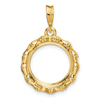 FJC Finejewelers 14 kt Yellow Gold Polished Bamboo 14.0mm Prong Coin Bezel Pendant