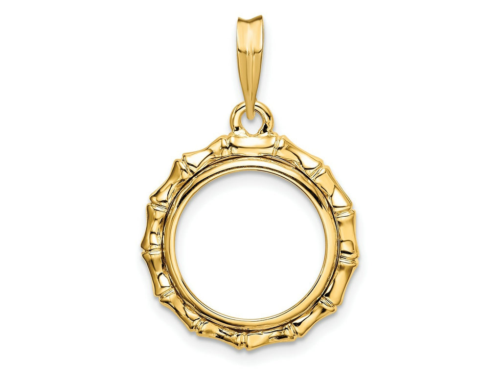FJC Finejewelers 14 kt Yellow Gold Polished Bamboo 14.0mm Prong Coin Bezel Pendant