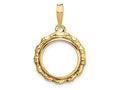 FJC Finejewelers 14 kt Yellow Gold Polished Bamboo 14.0mm Prong Coin Bezel Pendant