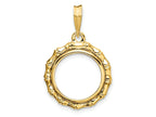 FJC Finejewelers 14 kt Yellow Gold Polished Bamboo 14.0mm Prong Coin Bezel Pendant