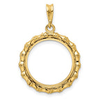 FJC Finejewelers 14 kt Yellow Gold Polished Bamboo 18.0mm Prong Coin Bezel Pendant