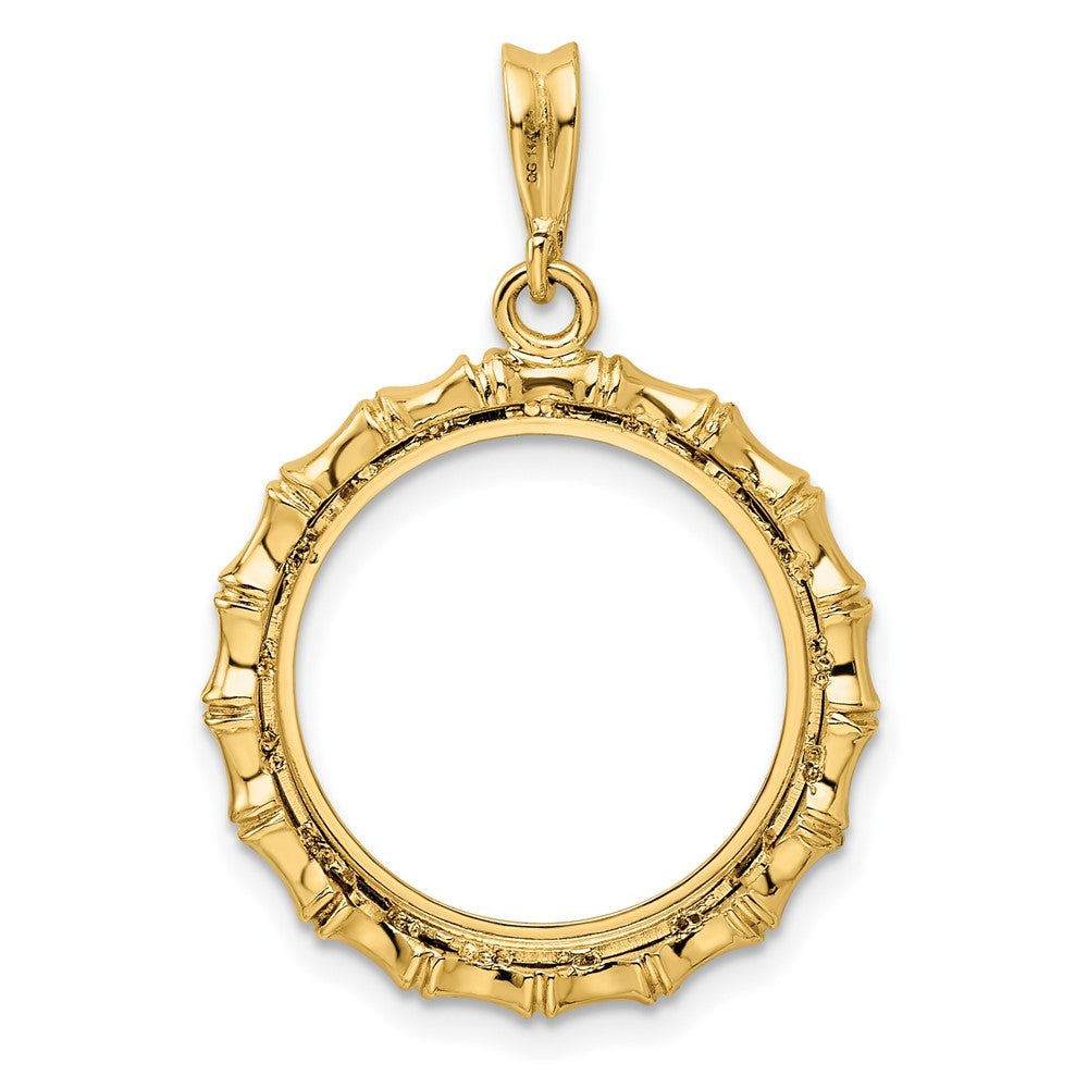 FJC Finejewelers 14 kt Yellow Gold Polished Bamboo 18.0mm Prong Coin Bezel Pendant