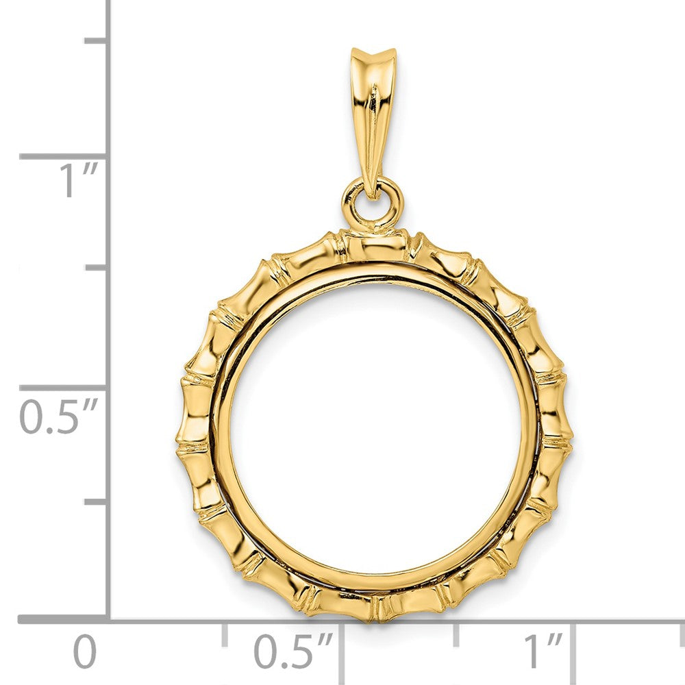 FJC Finejewelers 14 kt Yellow Gold Polished Bamboo 18.0mm Prong Coin Bezel Pendant