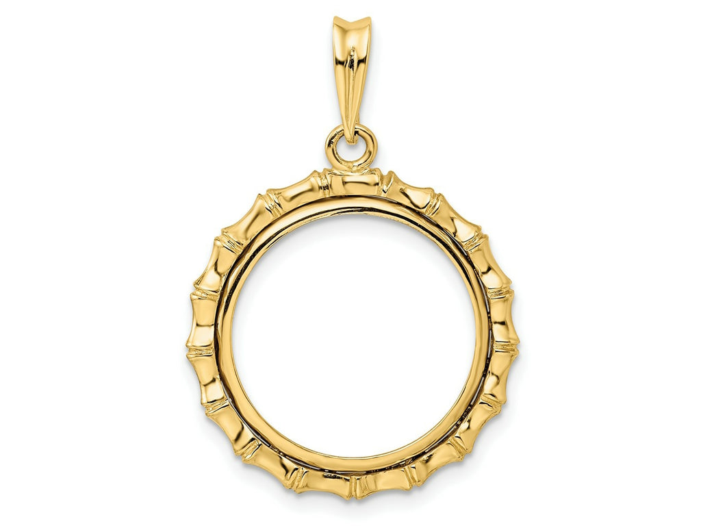 FJC Finejewelers 14 kt Yellow Gold Polished Bamboo 18.0mm Prong Coin Bezel Pendant