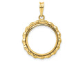 FJC Finejewelers 14 kt Yellow Gold Polished Bamboo 18.0mm Prong Coin Bezel Pendant