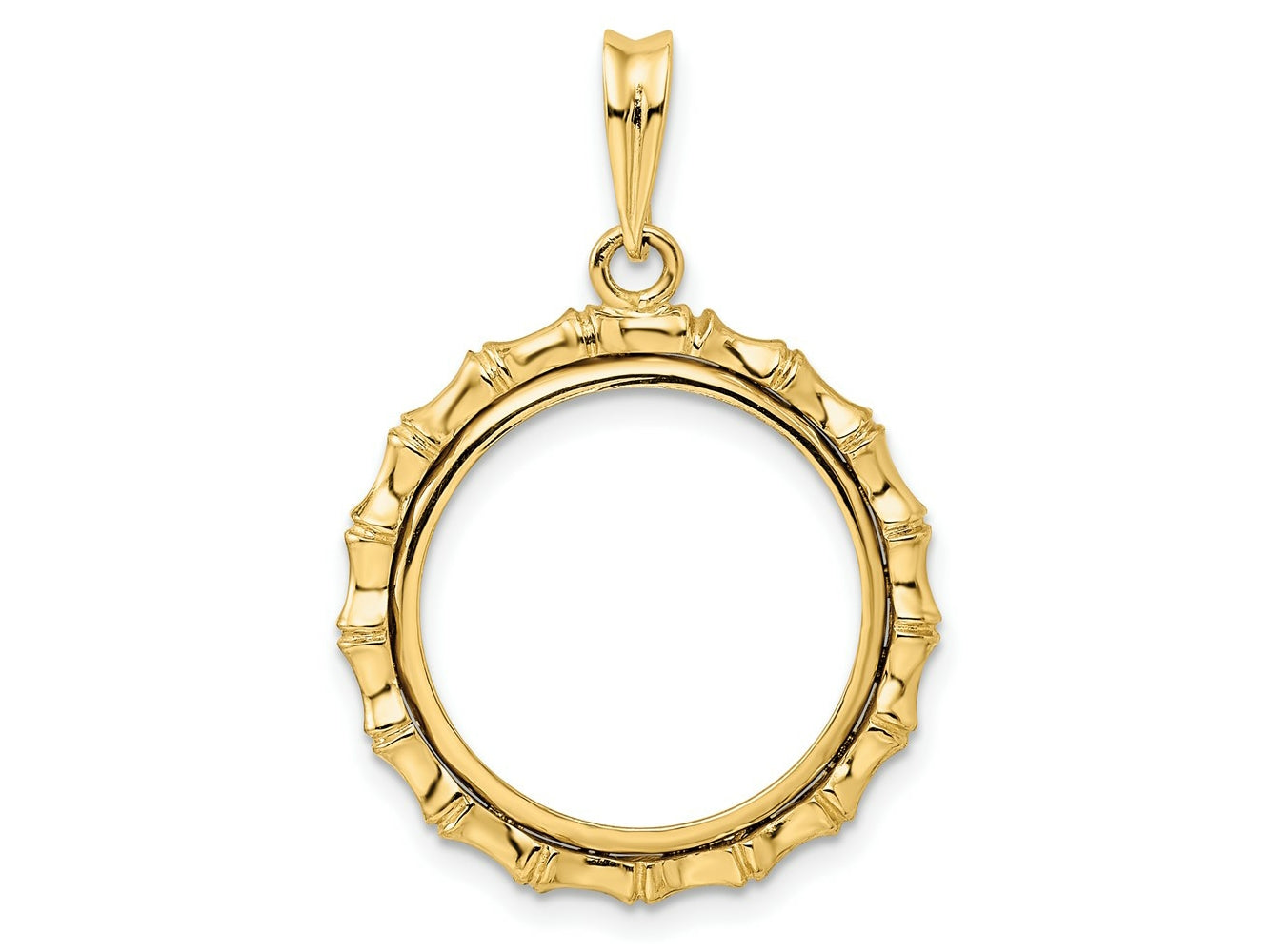 FJC Finejewelers 14 kt Yellow Gold Polished Bamboo 18.0mm Prong Coin Bezel Pendant