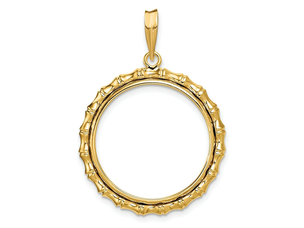 FJC Finejewelers 14 kt Yellow Gold Polished Bamboo 22.0mm Prong Coin Bezel Pendant