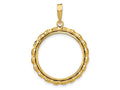 FJC Finejewelers 14 kt Yellow Gold Polished Bamboo 22.0mm Prong Coin Bezel Pendant