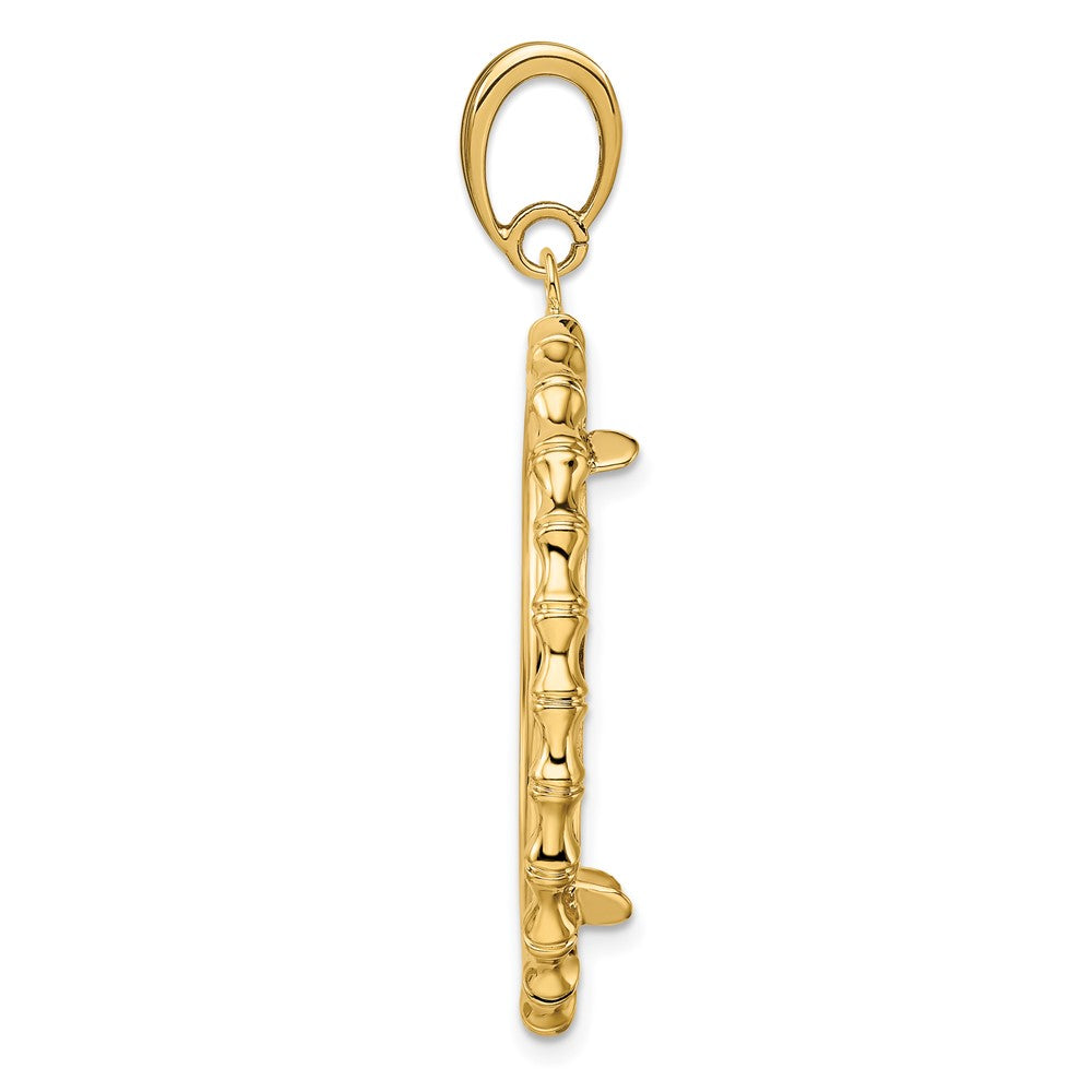 FJC Finejewelers 14 kt Yellow Gold Polished Bamboo 27.0mm Prong Coin Bezel Pendant