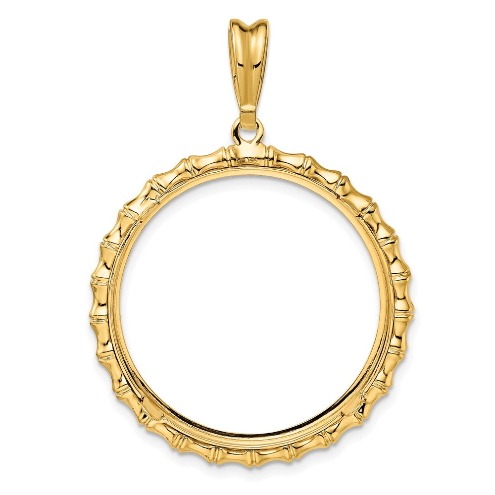 FJC Finejewelers 14 kt Yellow Gold Polished Bamboo 27.0mm Prong Coin Bezel Pendant