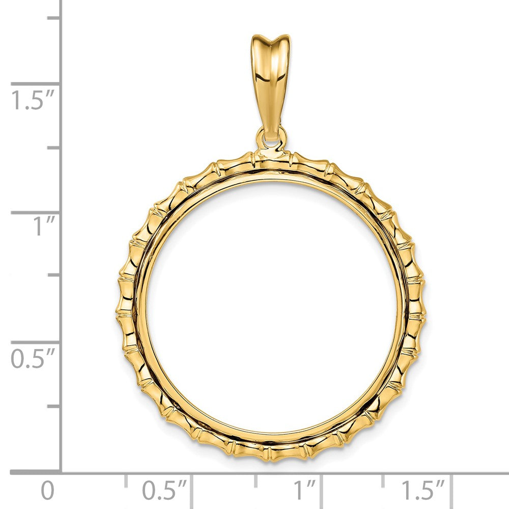 FJC Finejewelers 14 kt Yellow Gold Polished Bamboo 27.0mm Prong Coin Bezel Pendant