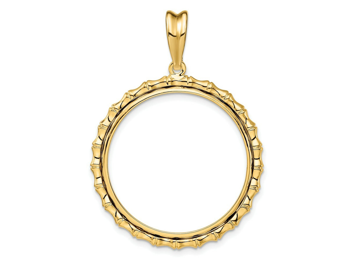 FJC Finejewelers 14 kt Yellow Gold Polished Bamboo 27.0mm Prong Coin Bezel Pendant