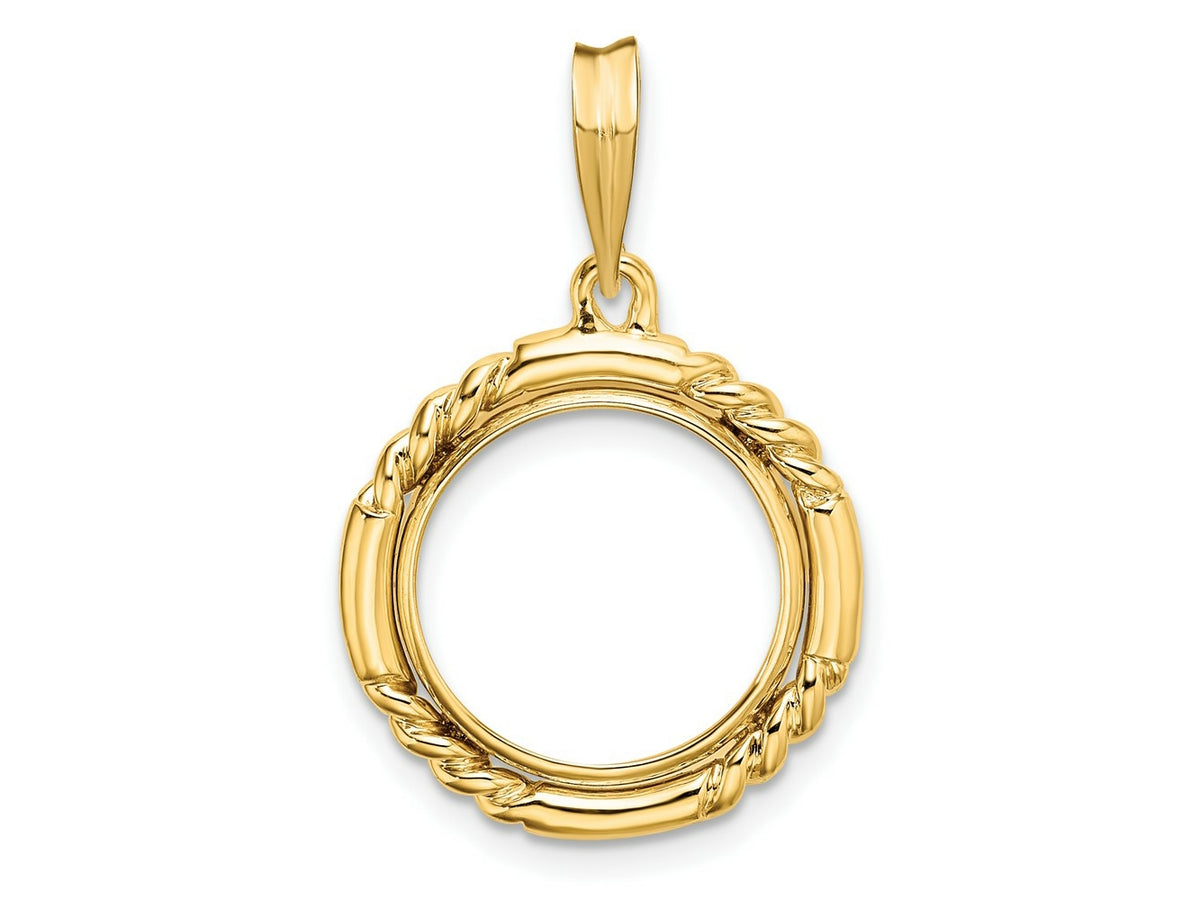 FJC Finejewelers 14 kt Yellow Gold Quadruple Twist and Bright 13mm Prong Coin Bezel Pendant