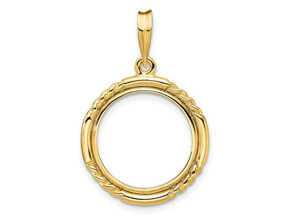 FJC Finejewelers 14 kt Yellow Gold Quadruple Twist and Bright 16.5mm Prong Coin Bezel Pendant