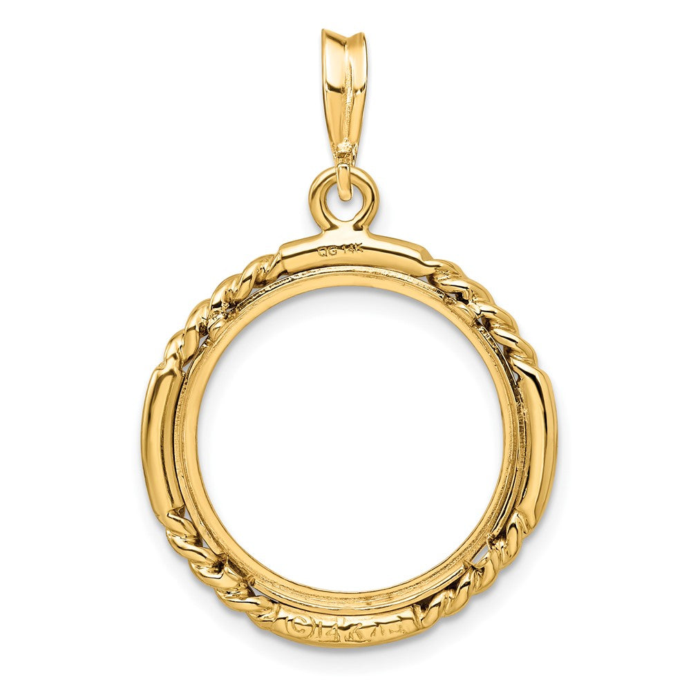 FJC Finejewelers 14 kt Yellow Gold Quadruple Twist and Bright 17.8mm Prong Coin Bezel Pendant