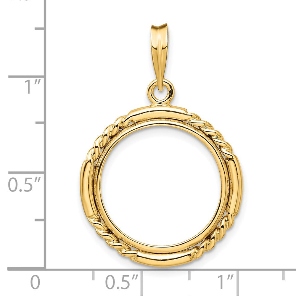 FJC Finejewelers 14 kt Yellow Gold Quadruple Twist and Bright 17.8mm Prong Coin Bezel Pendant