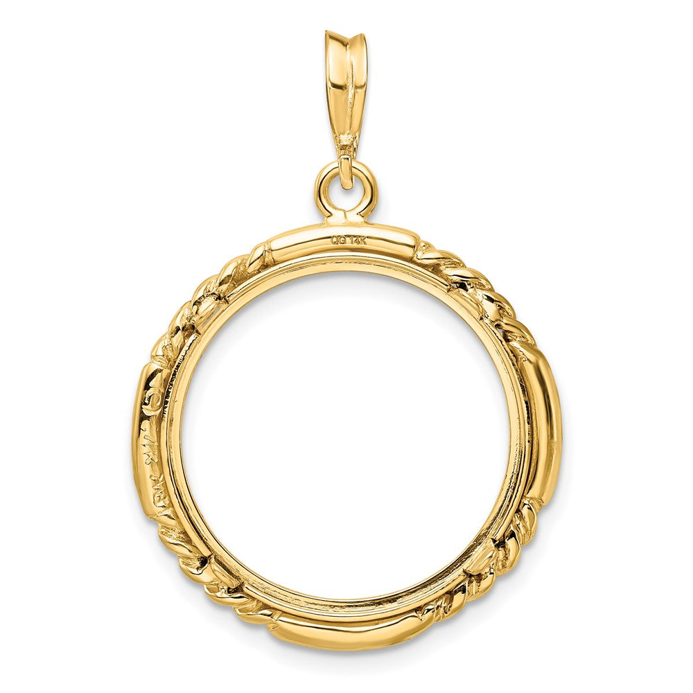 FJC Finejewelers 14 kt Yellow Gold Quadruple Twist and Bright 20mm Prong Coin Bezel Pendant