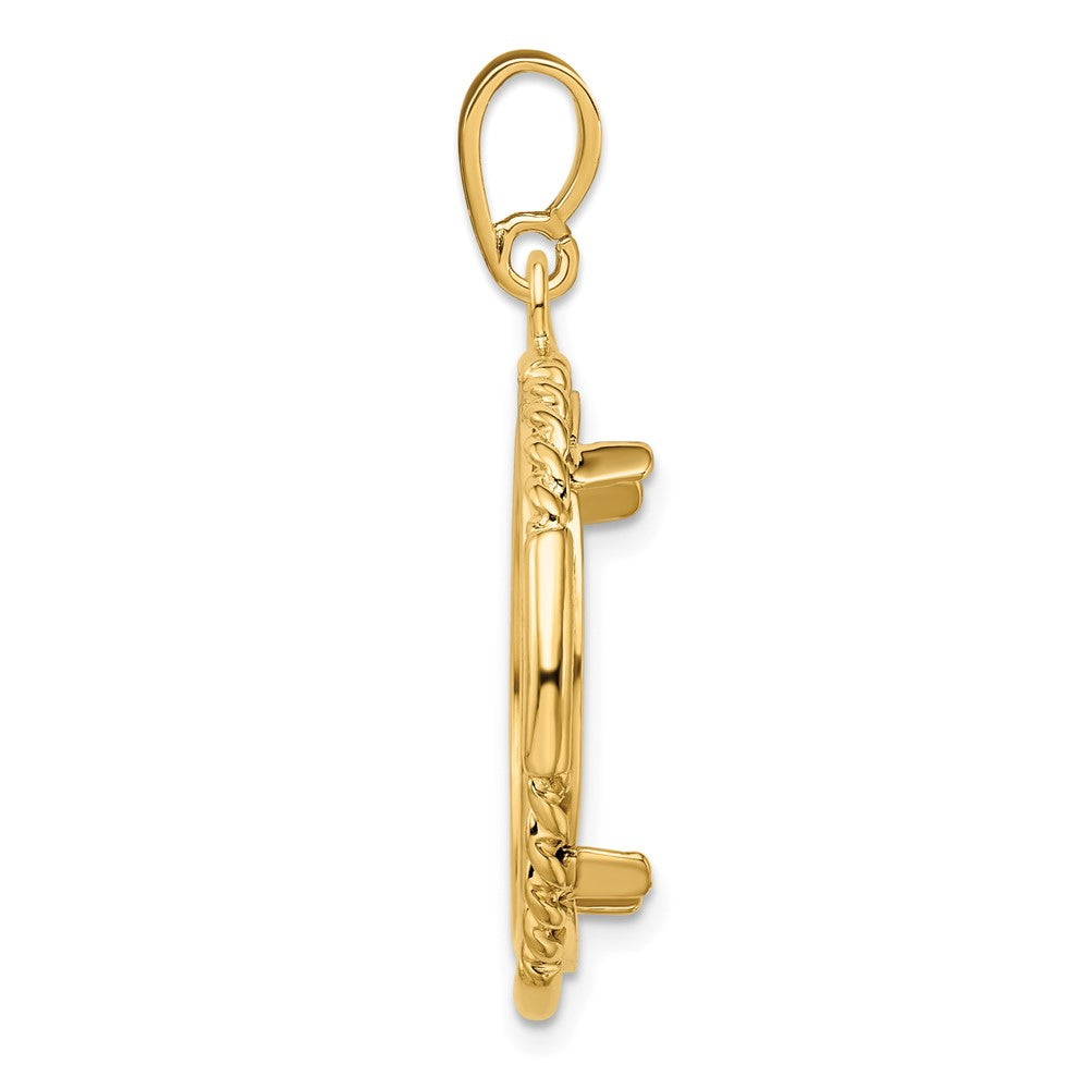 FJC Finejewelers 14 kt Yellow Gold Quadruple Twist and Bright 20mm Prong Coin Bezel Pendant