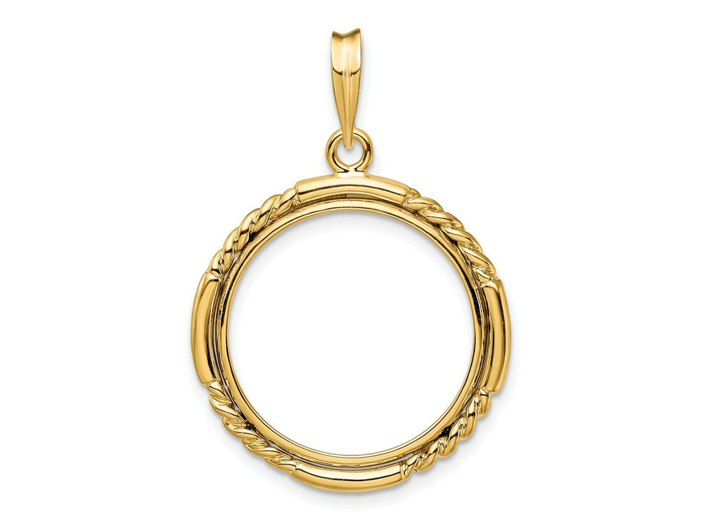 FJC Finejewelers 14 kt Yellow Gold Quadruple Twist and Bright 20mm Prong Coin Bezel Pendant