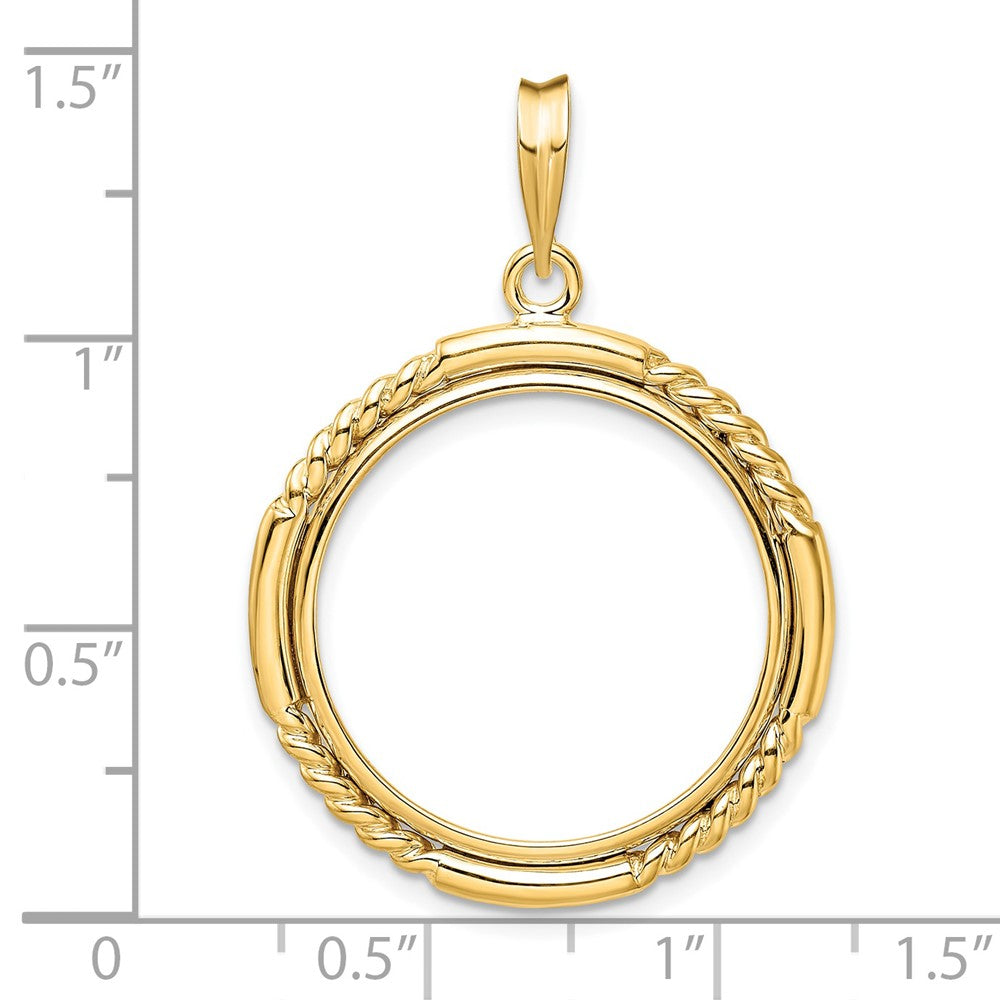 FJC Finejewelers 14 kt Yellow Gold Quadruple Twist and Bright 21.6mm Prong Coin Bezel Pendant