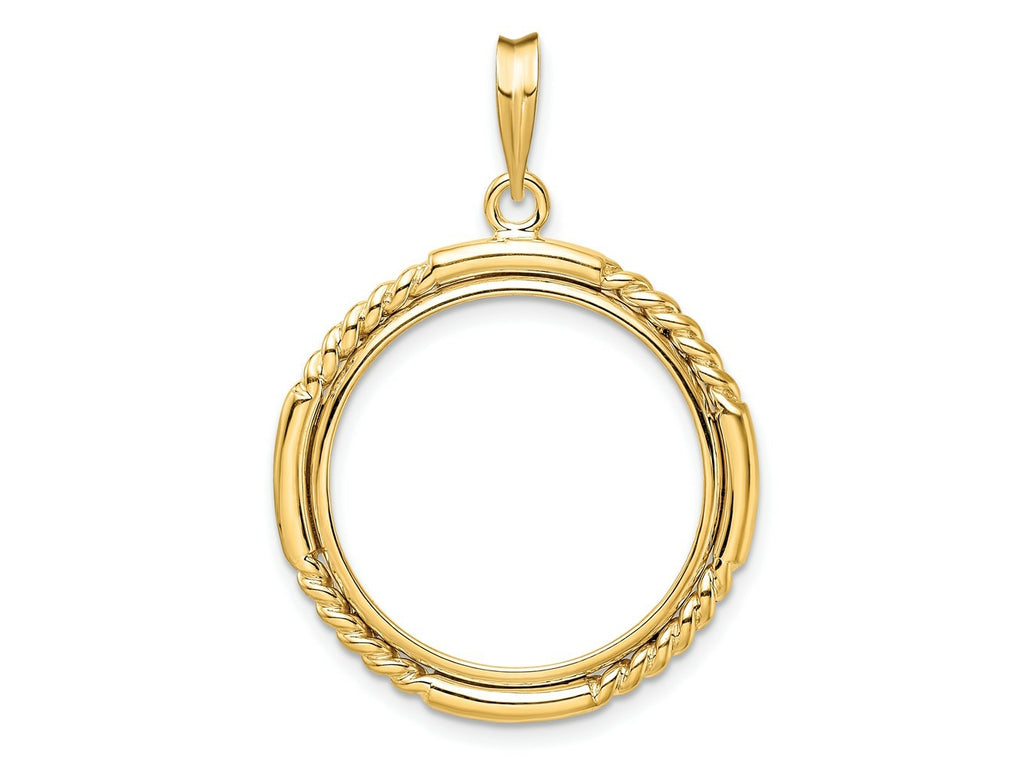 FJC Finejewelers 14 kt Yellow Gold Quadruple Twist and Bright 21.6mm Prong Coin Bezel Pendant