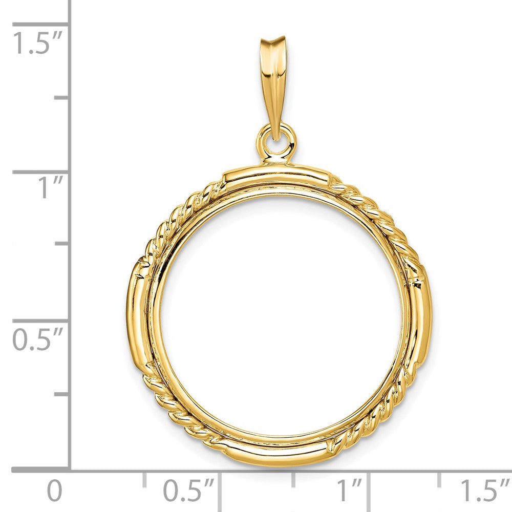 FJC Finejewelers 14 kt Yellow Gold Quadruple Twist and Bright 22mm Prong Coin Bezel Pendant