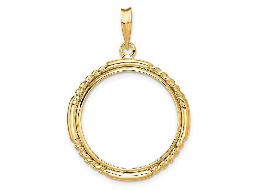 FJC Finejewelers 14 kt Yellow Gold Quadruple Twist and Bright 22mm Prong Coin Bezel Pendant