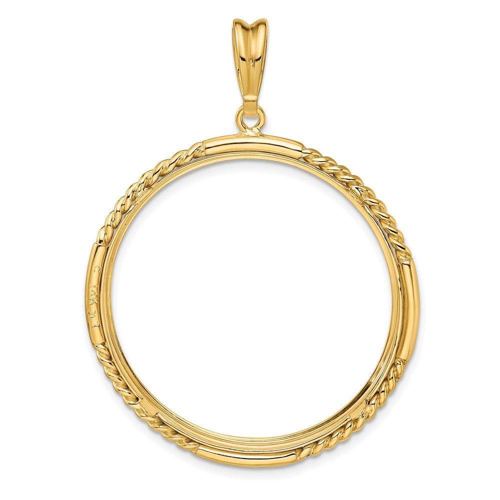 FJC Finejewelers 14 kt Yellow Gold Quadruple Twist and Bright 32.7mm Prong Coin Bezel Pendant
