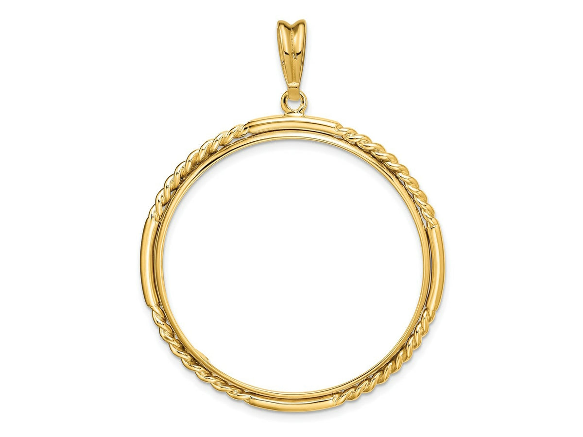 FJC Finejewelers 14 kt Yellow Gold Quadruple Twist and Bright 34.2mm Prong Coin Bezel Pendant
