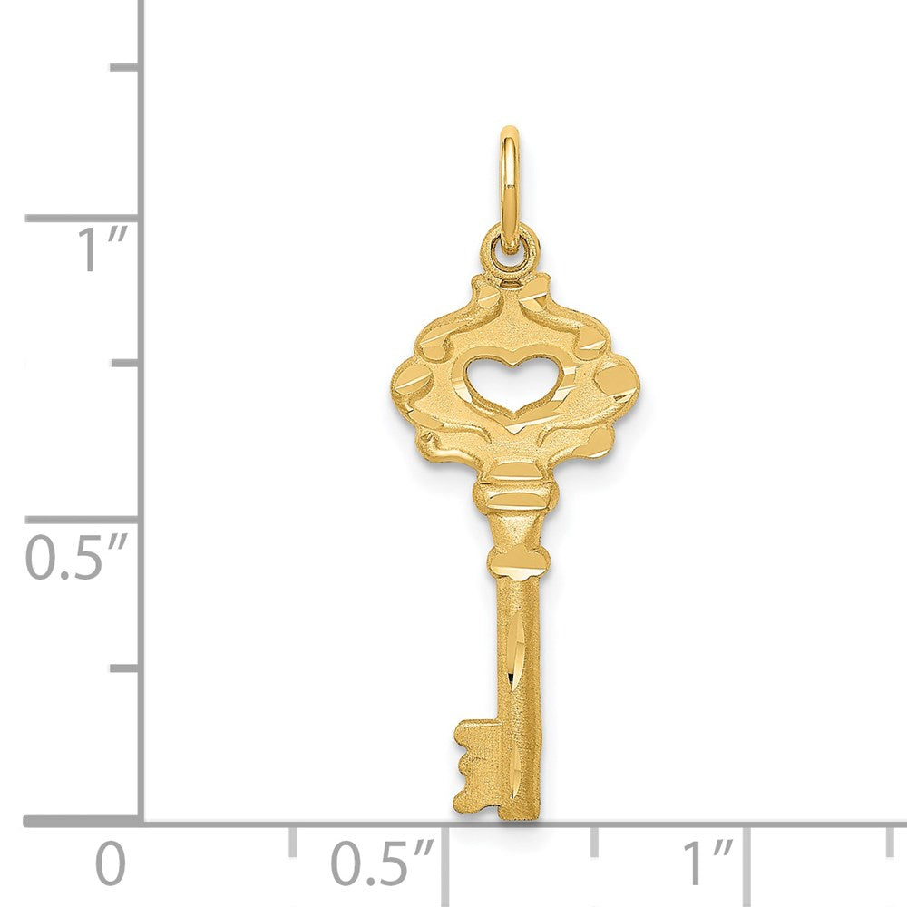 FJC Finejewelers 14 kt Yellow Gold Polished Fancy Edge Key Charm 31 x 10 mm