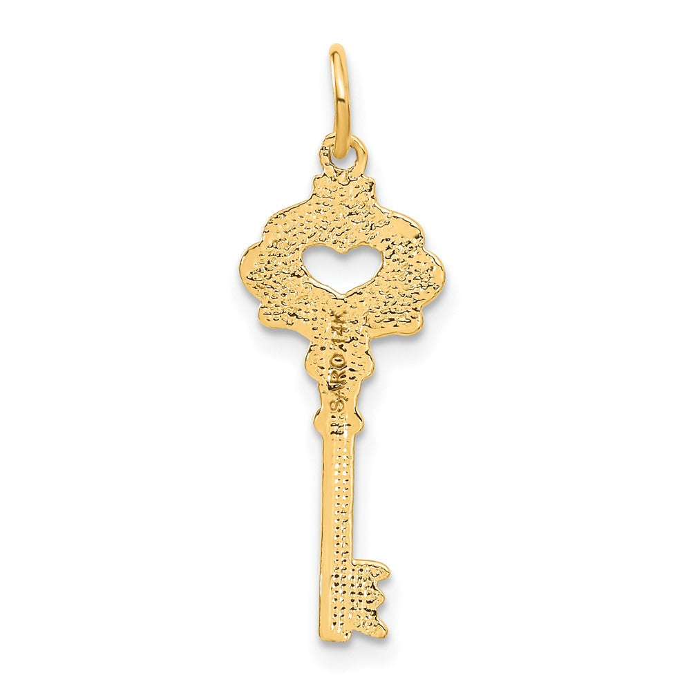 FJC Finejewelers 14 kt Yellow Gold Polished Fancy Edge Key Charm 31 x 10 mm