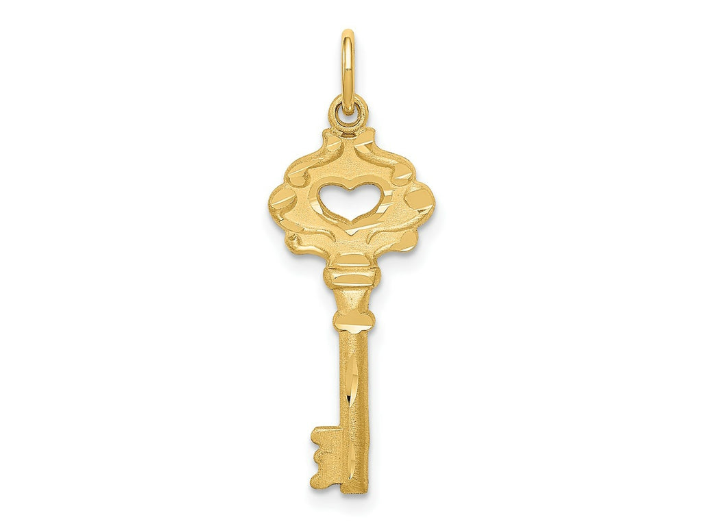 FJC Finejewelers 14 kt Yellow Gold Polished Fancy Edge Key Charm 31 x 10 mm