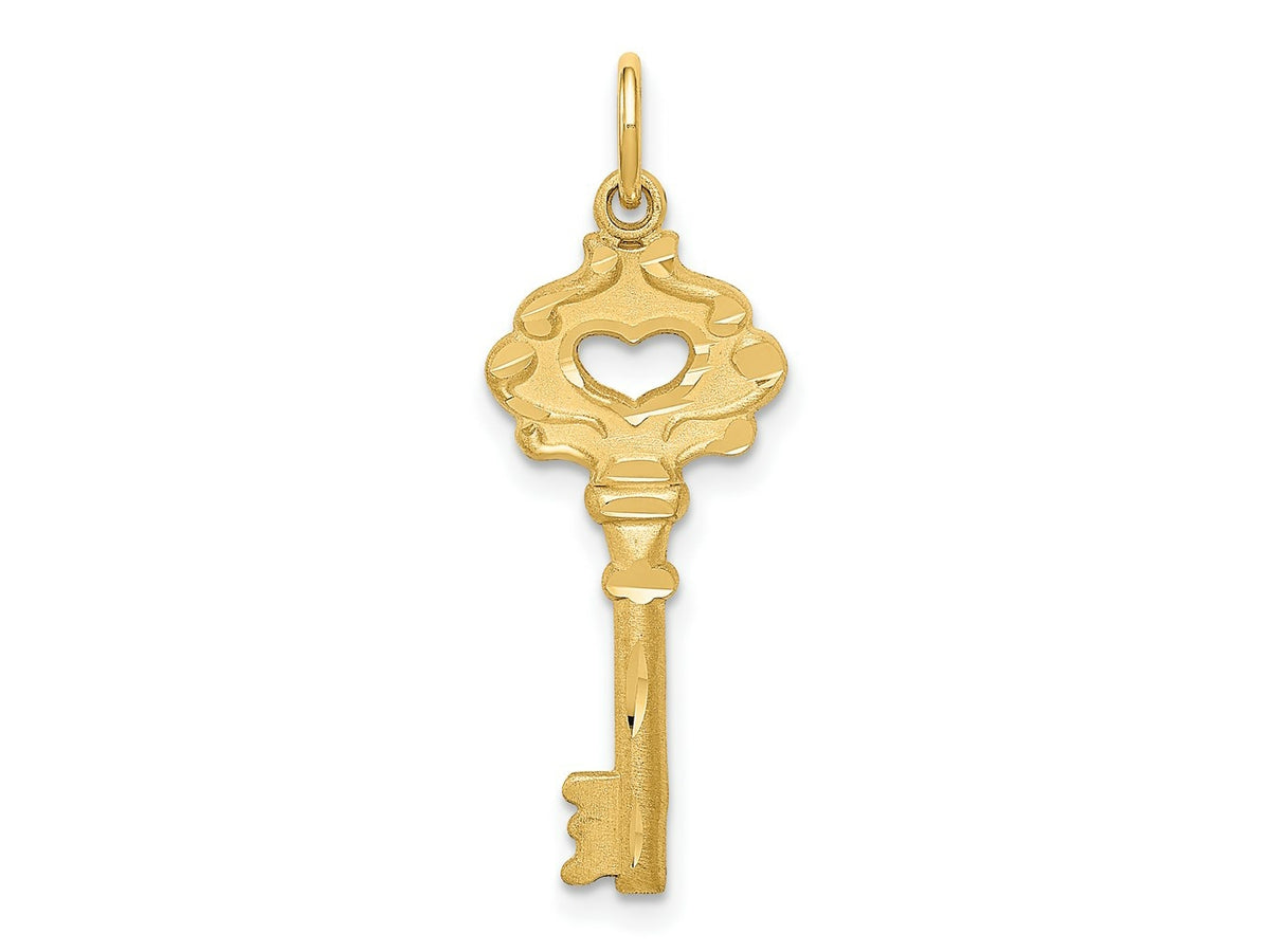 FJC Finejewelers 14 kt Yellow Gold Polished Fancy Edge Key Charm 31 x 10 mm
