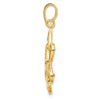 FJC Finejewelers 14 kt Yellow Gold Polished Curved Scroll 13.0mm Prong Coin Bezel Pendant