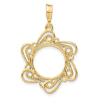 FJC Finejewelers 14 kt Yellow Gold Polished Curved Scroll 13.0mm Prong Coin Bezel Pendant