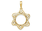 FJC Finejewelers 14 kt Yellow Gold Polished Curved Scroll 13.0mm Prong Coin Bezel Pendant