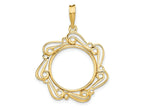 FJC Finejewelers 14 kt Yellow Gold Polished Curved Scroll 16.5mm Prong Coin Bezel Pendant