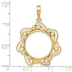 FJC Finejewelers 14 kt Yellow Gold Polished Curved Scroll 17.8mm Prong Coin Bezel Pendant