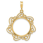 FJC Finejewelers 14 kt Yellow Gold Polished Curved Scroll 17.8mm Prong Coin Bezel Pendant