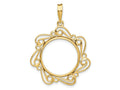 FJC Finejewelers 14 kt Yellow Gold Polished Curved Scroll 17.8mm Prong Coin Bezel Pendant