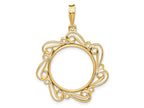 FJC Finejewelers 14 kt Yellow Gold Polished Curved Scroll 17.8mm Prong Coin Bezel Pendant